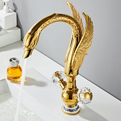 Luxury Swan-shaped Solid Brass Double Handle Bathroom Faucet – Where Art Meets Function