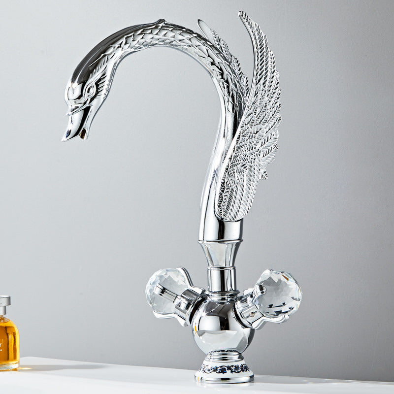 Luxury Swan-shaped Solid Brass Double Handle Bathroom Faucet – Where Art Meets Function