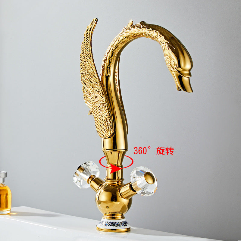 Luxury Swan-shaped Solid Brass Double Handle Bathroom Faucet – Where Art Meets Function