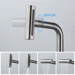 Stainless Steel Waterfall Kitchen Faucet with 360° Rotating Spray Head | Hot and Cold Water Sink Mixer