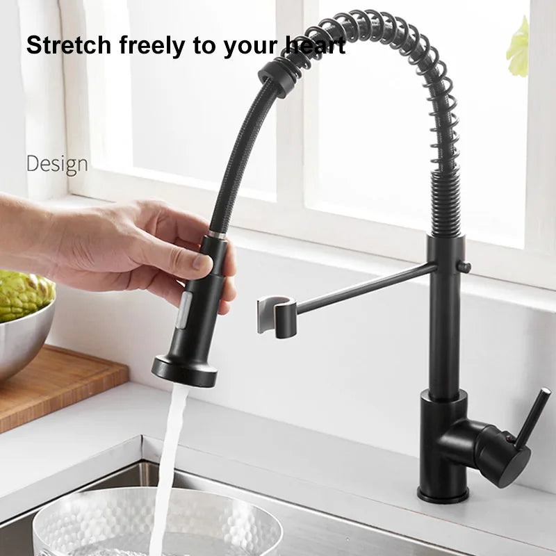 Removable Gourmet Kitchen Faucet Wash Basin Hot Cold Water Pull Out Mixer Spring Tap For Sink 360 Degree Rotation