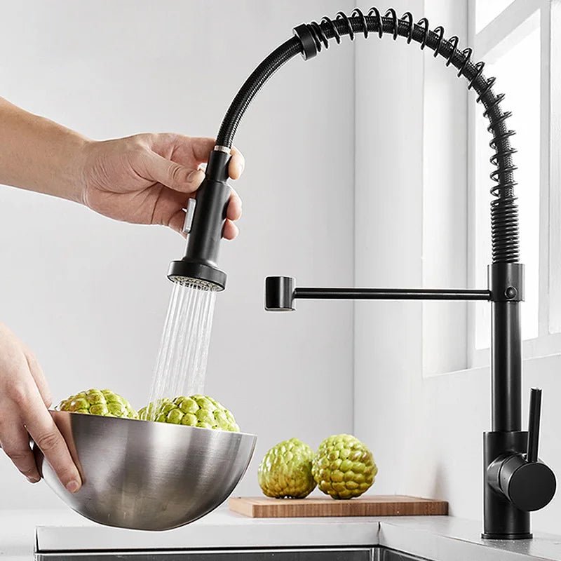 Removable Gourmet Kitchen Faucet Wash Basin Hot Cold Water Pull Out Mixer Spring Tap For Sink 360 Degree Rotation