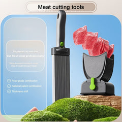 Manual Meat Slicer and Knife Sharpener Set - Stainless Steel Meat Knife, Perfect for Fresh Beef, Pork, Lamb - Ideal for Home Cooking and BBQ Kitchen Tool, Black, Fresh Meat Cutter, Meat Slicer, Kitchen Knife Set, Food Slicing Machine