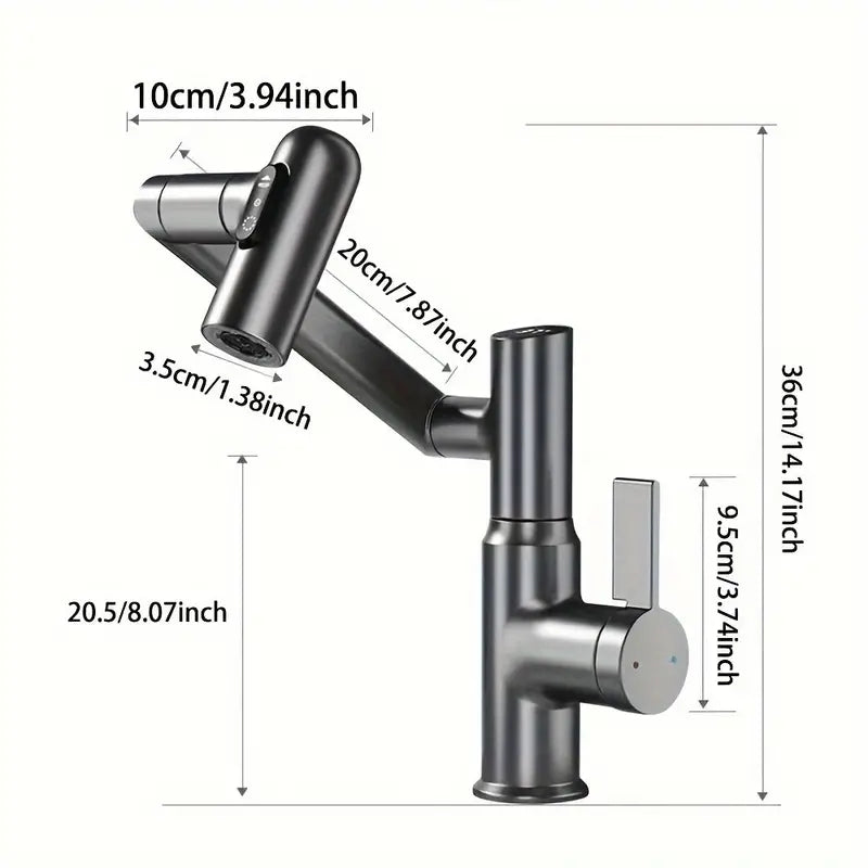 XYlivingstore Rotatable Single-Hole Faucet with Temperature Display & Pull-Out Sprayer